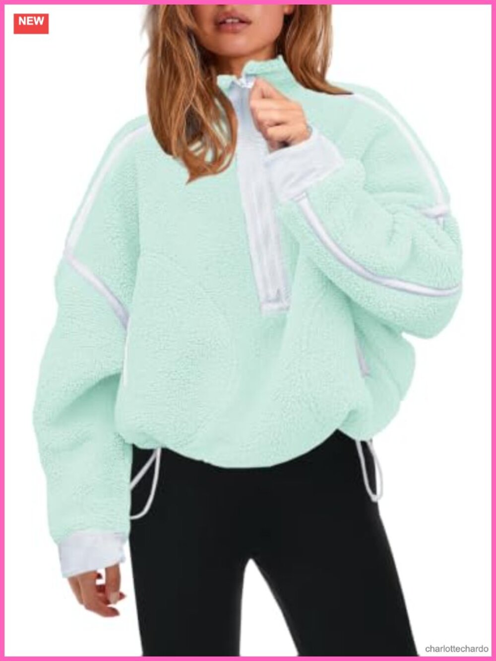 Womens Half Zip Fleece Pullover Sherpa Jacket Teddy Zip Pockets